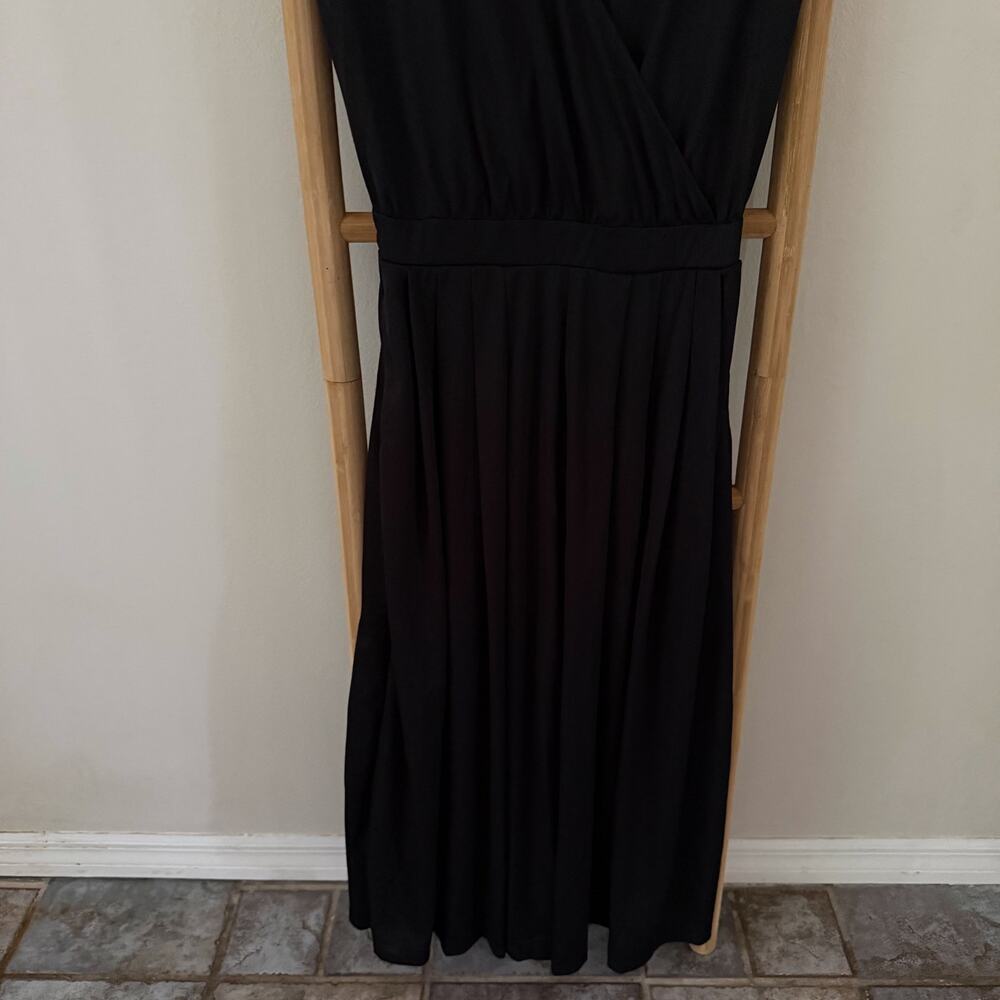 Halara Easy Peezy Black Wide Leg Waffle Jumpsuit Size Small EUC V Neck Pockets - Picture 5 of 10